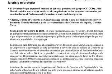 Texto de la moción de Juntos por Telde sobre la crisis migratoria en Canarias/TA.